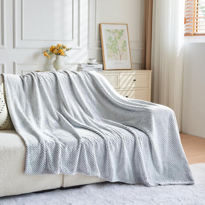 NEWCOSPLAY Super Soft Throw Blanket Light Purple Premium Silky Flannel Fleece Leaves Pattern Lightweight Bed Blanket All Season Use (Light Purple, Throw(50"x60")) - Colors A