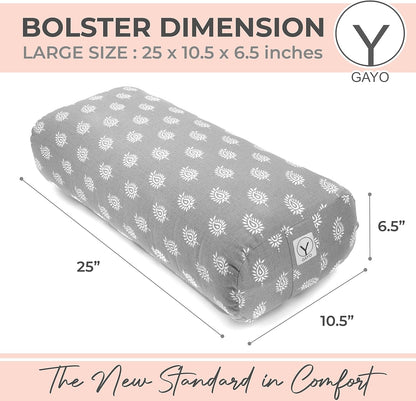 Y O GAYO Yoga Bolster - Made with 100% Cotton, Yoga Pillow Set Includes Extra Washable Cover and Carry Bag