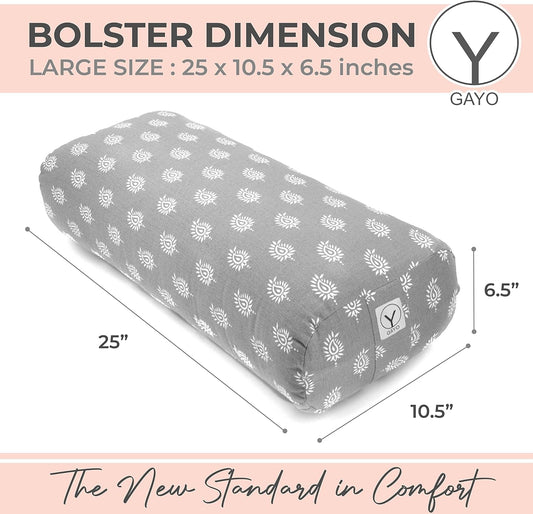Y O GAYO Yoga Bolster - Made with 100% Cotton, Yoga Pillow Set Includes Extra Washable Cover and Carry Bag