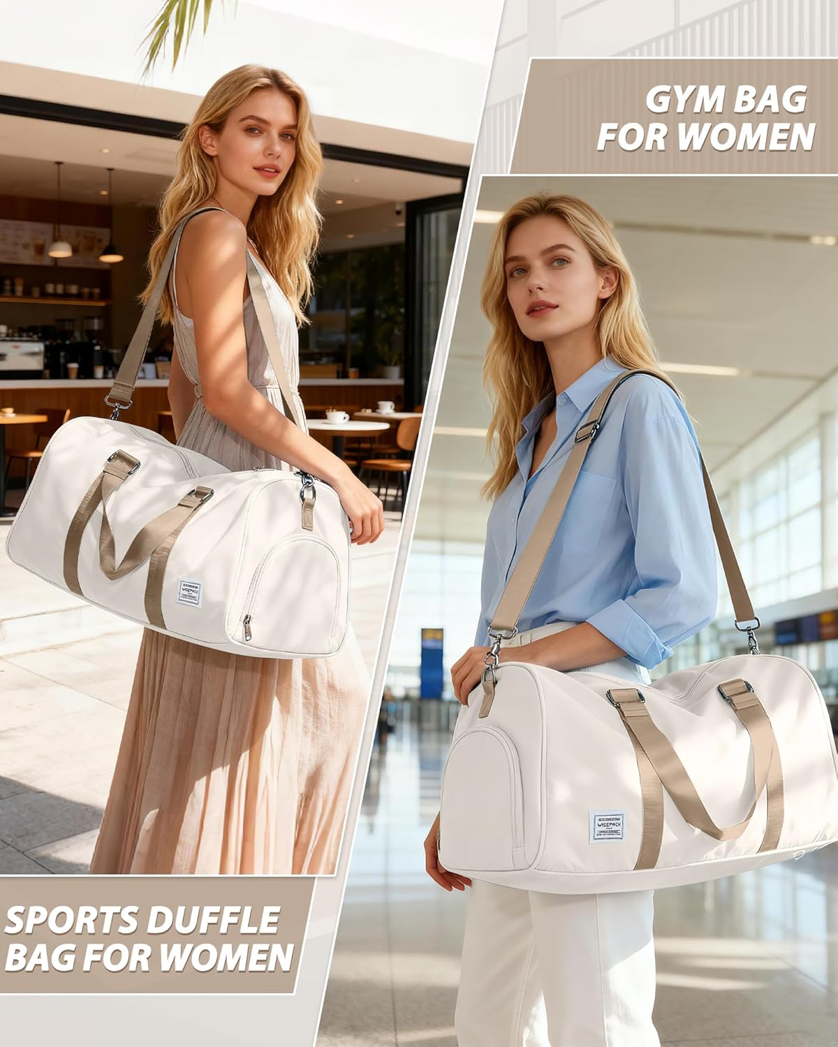Gym Bag Womens Mens with Shoes Compartment and Wet Pocket Travel Duffel Bag for Women for Plane Sport Gym Tote Bags Swimming Yoga Waterproof Weekend Overnight Carry on Bag Hospital Holdalls - Colors C