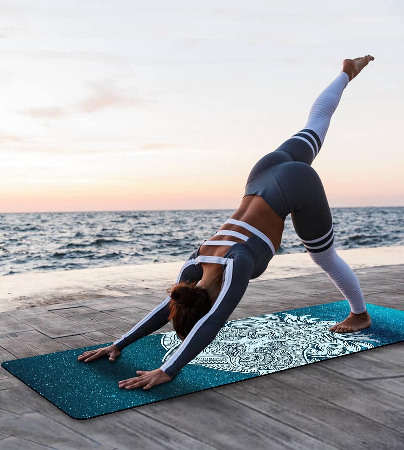Non Slip Yoga Mat TPE Workout Mat for Men Women, Thick Workout Mat with Carrying Strap, Fitness Mats for Exercise, Yoga, Fitness, Pilates, Floor Workouts (72" x 24" x 6mm)