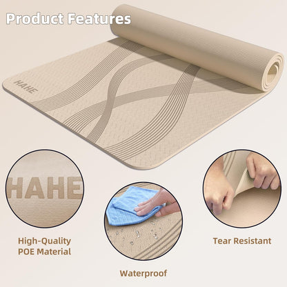 Yoga Mat High Density Exercise Mat, 76"x32"x0.27"Thick Wide & Large Yoga Mat for Women Men, Professional POE Workout Mat for Yoga, Pilates, Fitness & Stretching