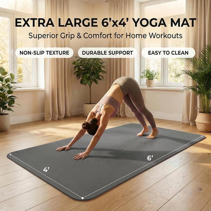 FrenzyBird Large Yoga Mat 6'x 4'（72”x 48”）—1/4" &1/3" Extra Wide Exercise Mat 183cm x 122cm Large Exercise Mat Big Home Yoga Mat Pilates Mat,Non Slip,Thick,TPE Workout Mat,for Women & Men, Yoga, Pilates, Gym and Floor Workouts Pilates