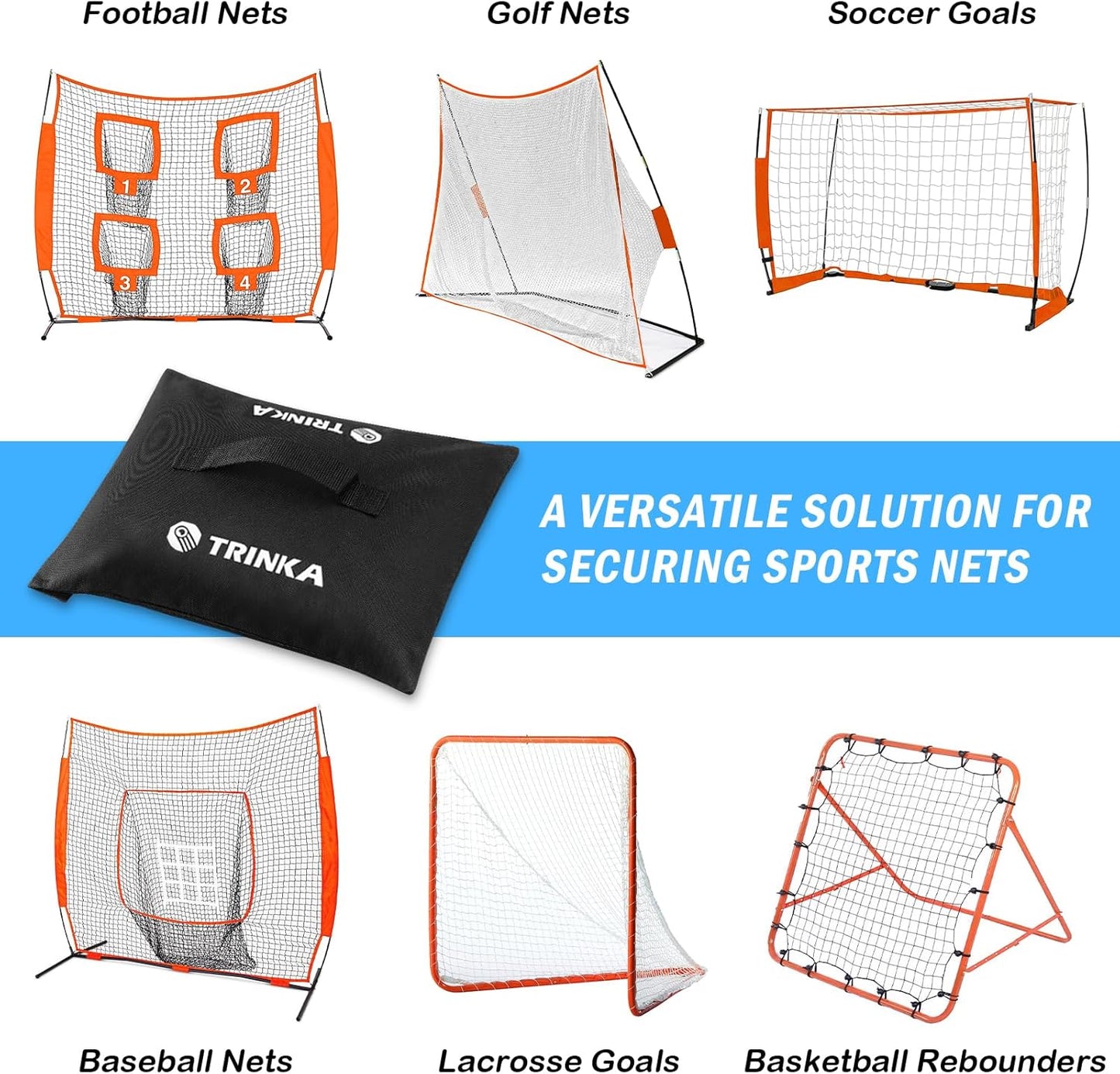 4PCS Sports Net Sandbags, All Sport Sandbags, Weighted Anchors for Baseball Nets, Soccer Goals, Golf Nets, Football Nets, Hockey Nets and More, Black