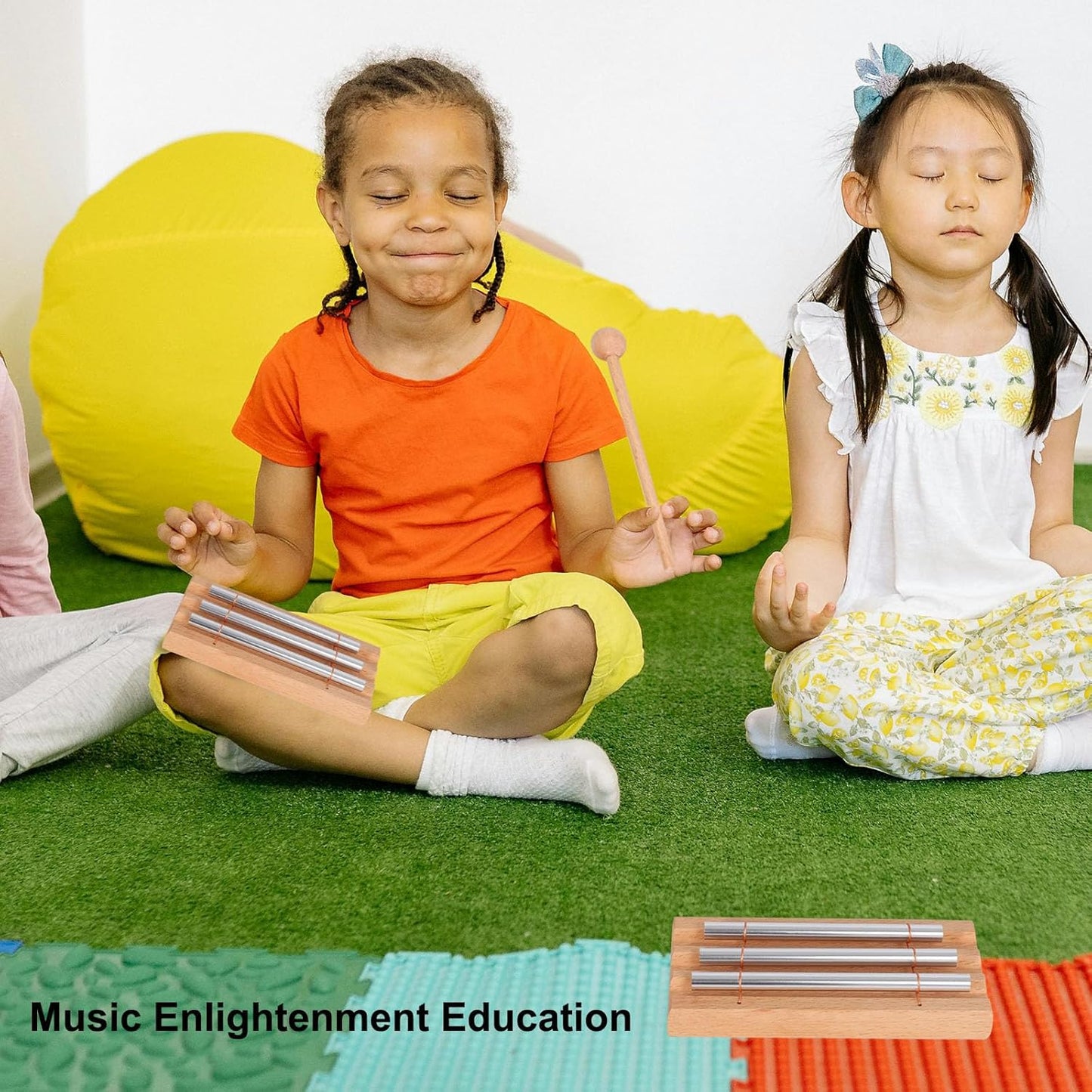 LIEKE 7 Tone Hand Chime Instrument Meditation Chime Mindfulness Bell with Nice Tone For Yoga Meditation Sound Healing Teachers' Classroom Management Tool