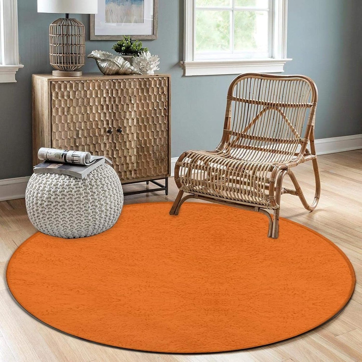 Women's Large Home Decor Mat, Soft Round Yoga Carpet, Non Slip Machine Washable Home Office Circle Rug Purple