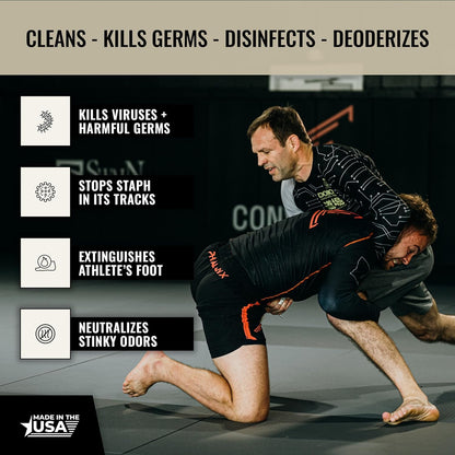 Dollamur Mat Attack! PLUS® Wrestling Mat Cleaner, Disinfecting, Rubber Floor Cleaner, and Fitness Equipment-Quart