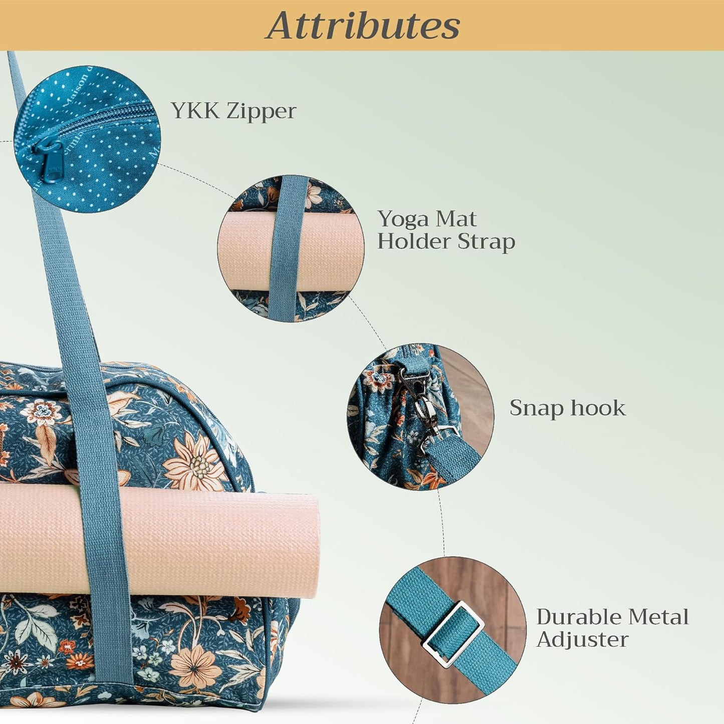 Maison d' Hermine Yoga Mat bag, Cylindrical bag for Woman&Men, yoga mat Bag &Adjustable shoulder straps Yoga Mat Carrier Bag with Drawstring Water Bottle Pocket and zipper pocket Easter Gifts
