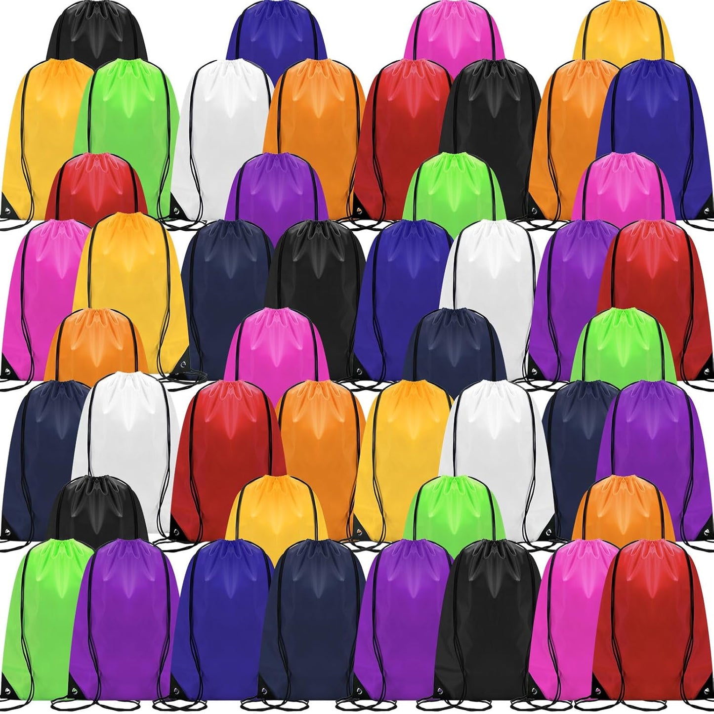 Shappy Drawstring Backpack Bulk Sports Gym Cinch Bag Polyester String Bag for Men Women(10 Colors,100 Pcs)