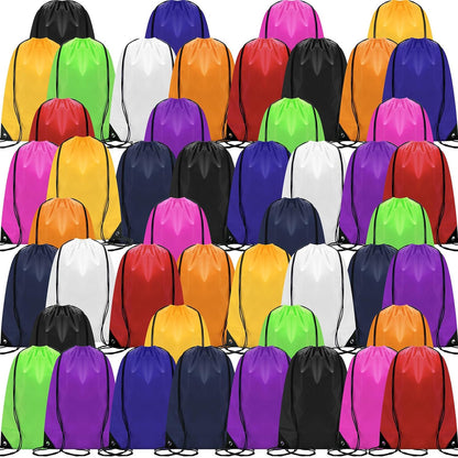 Shappy Drawstring Backpack Bulk Sports Gym Cinch Bag Polyester String Bag for Men Women(10 Colors,100 Pcs)