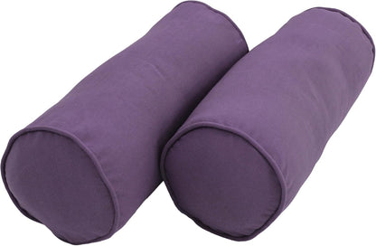 Blazing Needles Double-Corded Solid Twill Bolster Pillows with Inserts (Set of 2), 20" x 8", Burgundy