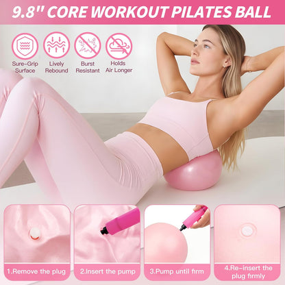 NANATI Pilates Kit, Home Pilates Workout Kit for Women, Pilates Equipment with 14.5" Pilates Ring and Ball, Resistance Bands, Ankle Weights, Sliders & Grip Socks Accessories for Starter Home Workouts