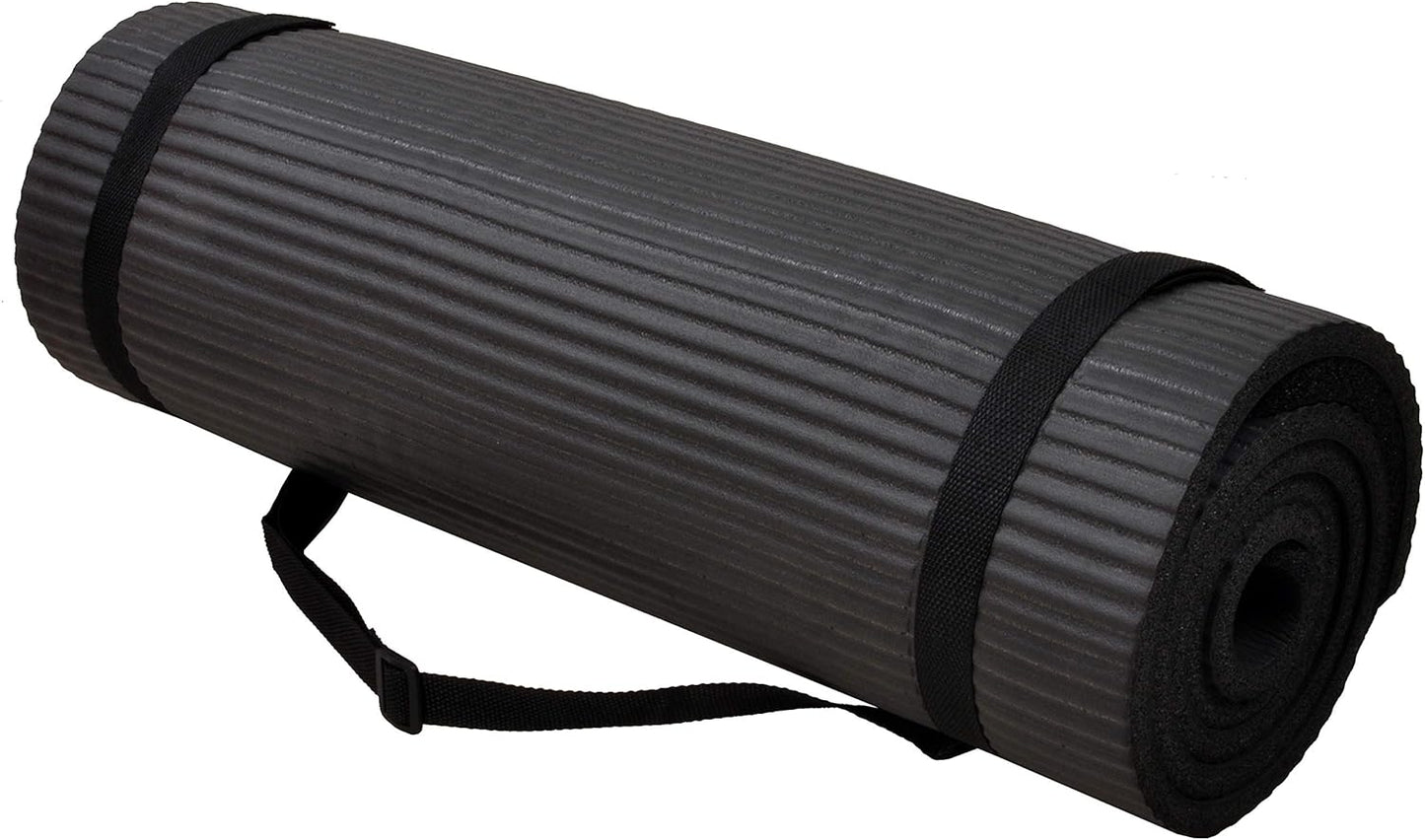 Fitvids All Purpose 1/2-Inch Extra Thick High Density Anti-Tear Exercise Yoga Mat and Knee Pad with Carrying Strap and Optional Yoga Blocks, Multiple