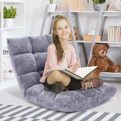 Giantex Folding Floor Chair with Back Support, 14 Adjustable Position, Padded Sleeper Bed, Couch Recliner, Gaming Floor Chairs for Adults, Meditation, Living Room (TAN)