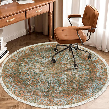 Boho Rug 5Ft Round Bedroom Carpet Circle Nonslip Farmhouse Area Rug Rustic Mandala Floor Mat for Living Room Locker Room Tassel Yoga Throw Rugs Washable Doormat, Purple