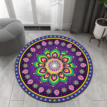 Chakra Round Area Rug, Non-Slip Meditation & Yoga Carpet for Living Room, Meditation Round Area Rugs, Modern Circular Bedroom Rug 57