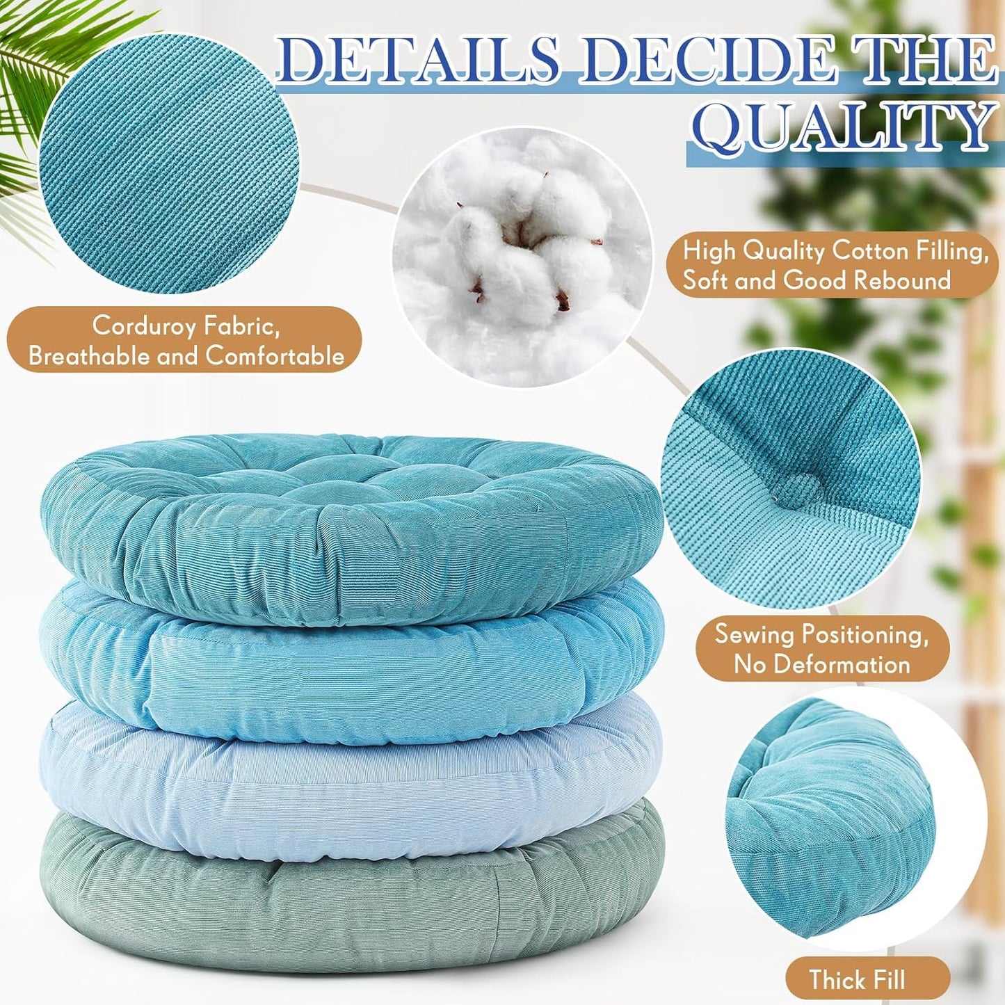 Jerify Floor Pillow Cushions Large Round Square Large Meditation Floor Pillow for Classroom Adult Meditation Picnic Party Seating Learning Daycare School(Square,Mixed Colors,4 Pcs)