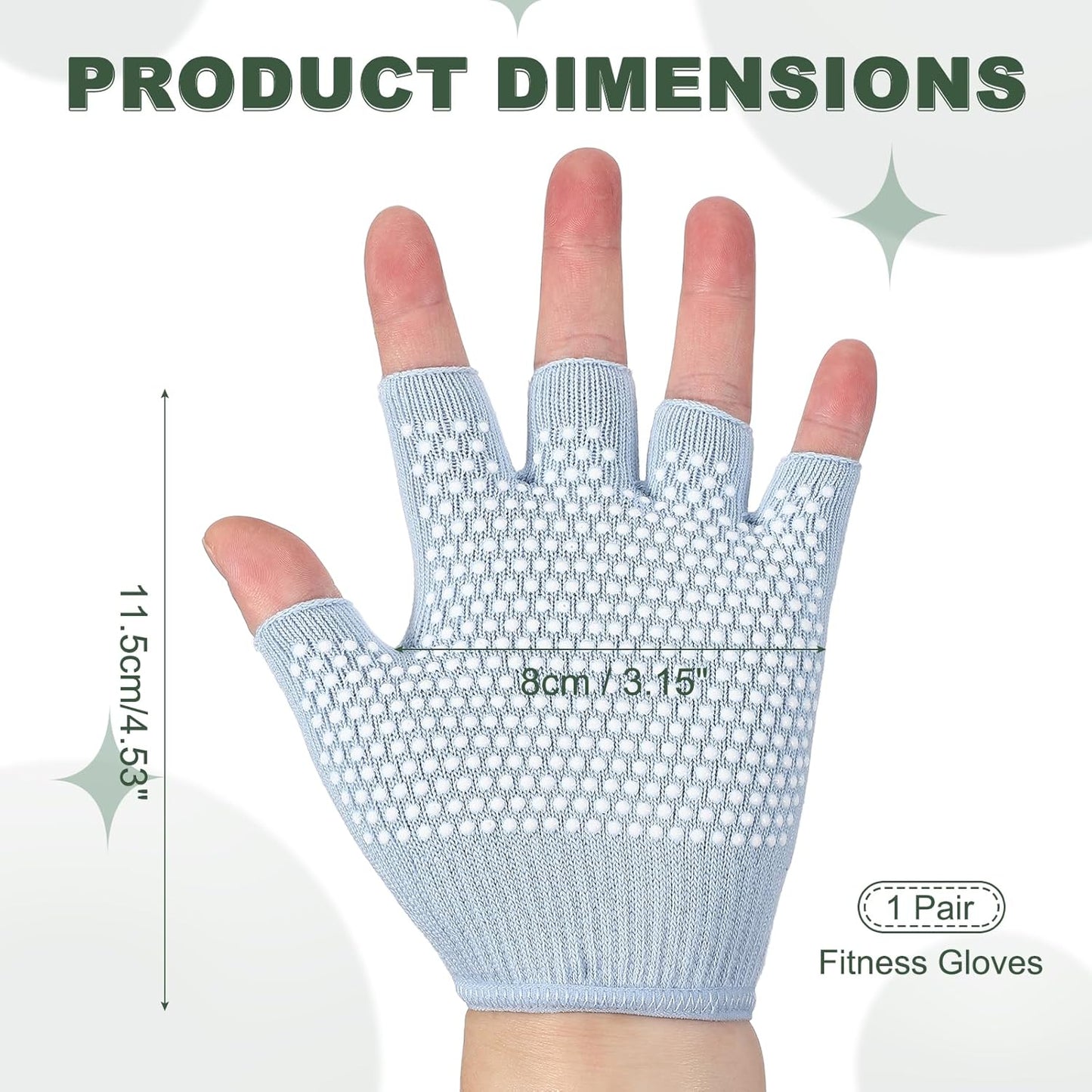Yoga Gloves, Non Slip Fingerless Pilates Gloves Breathable Exercise Workout Mittens