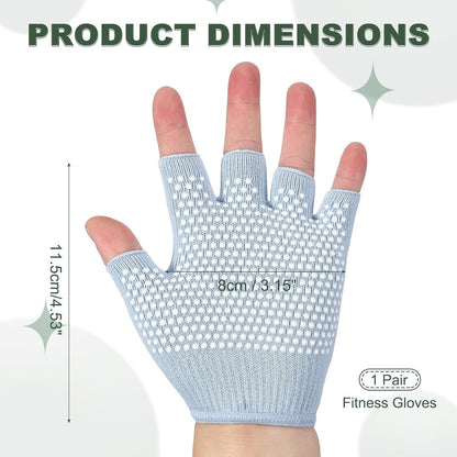 Yoga Gloves, Non Slip Fingerless Pilates Gloves Breathable Exercise Workout Mittens