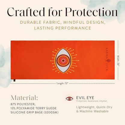 KARMA AND LUCK Radiant Protection Yoga Towel, Absorbent, Non-Slip Hot Yoga Mat Towel, Silicone Grip & Soft Terry Suede for Spiritual Energy Shield & Clarity, 26” x 72”
