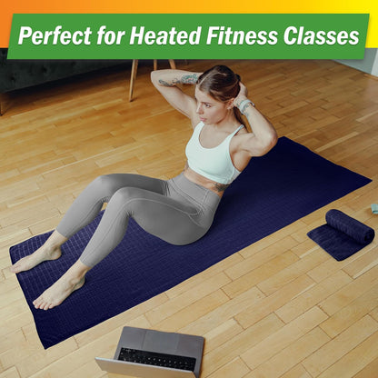 Yoga Mat Towel and Gym Towel Set - 2-Piece Non Slip Set for Hot Yoga, Pilates, and Gym - 72” x 24” Sweat Absorbent and Quick Drying Blanket with Corner Pockets for Mats by Wakeman (Gray)