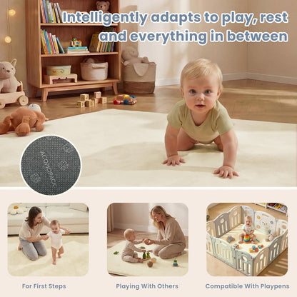 ACOMOPACK 1.3" Thick Baby Play Mat for Floor 79x118"-Large Water-Repellent&Non-Slip Memory Foam Mat for Kids,Toddlers,Soft Velvet Nursery Rug for Tummy Time&Crawling,Yoga,Tatami Style(Blue)