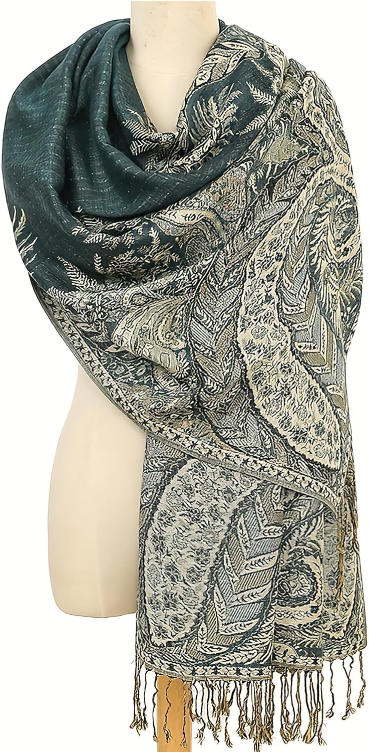 vimate Silky Paisley Pashmina Shawl Scarf-Women's Soft Double-side Jacquard Pashminas Wrap for Evening Dress Travel Shawl