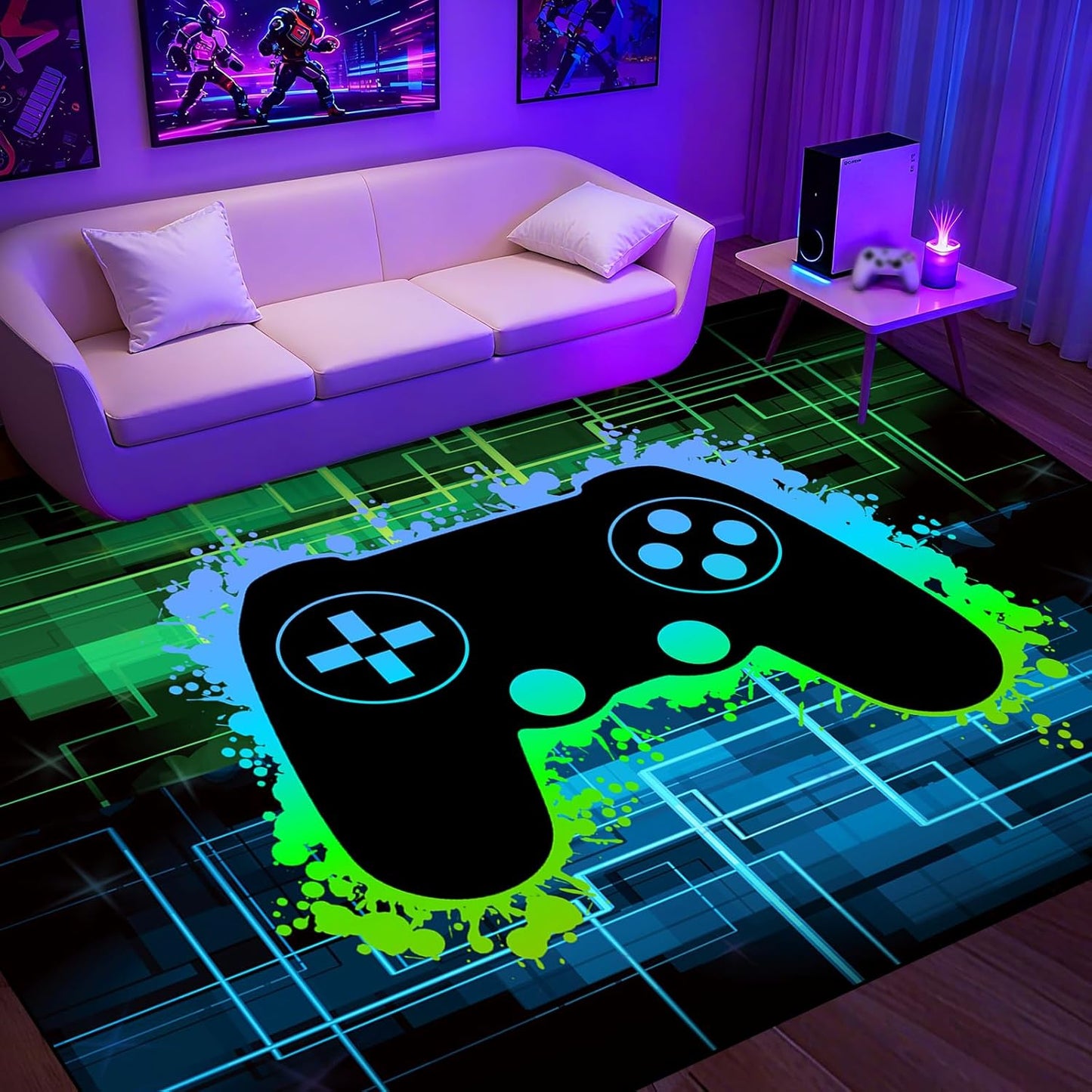 Video Game Rug - Gaming Themed Rug Gamepad Controller Area Rugs for Bedroom Gaming Carpet for Boys Game Carpet for Playrooms Bedroom Doormat Yoga Mats