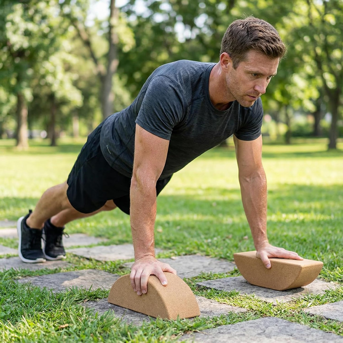 VOSAREA Cork Yoga Block - High Density Natural Support for Pilates, Hot Yoga & Meditation - Non Slip Pilates Bricks for Balance, Stretching & Strength - Durable Fitness Prop for Beginners & Pros