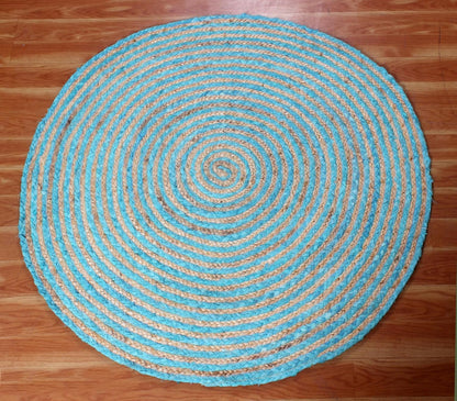 Heavy Material Hand Braided Jute 3x5 Natural Jute Beige Multi Geometric Design Hand Woven Rug Flatweave Area Carpet Indoor Outdoor Rugs for Kitchen Garden Yoga Mat - Colors B