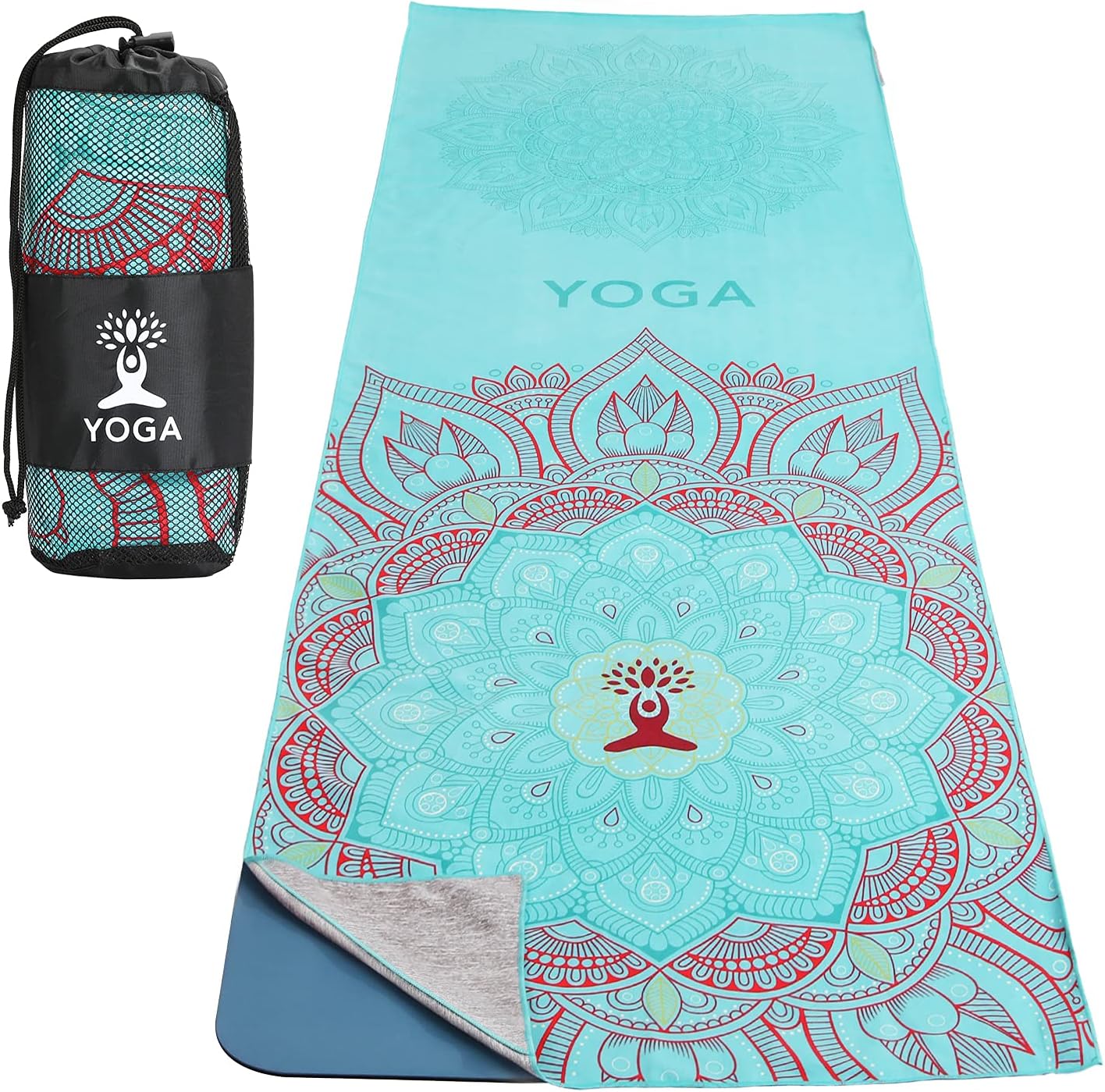 MoKo Yoga Towel, Non Slip Hot Yoga Mat Yoga Blanket Printing Pattern Quick Dry with Corner Pocket for Bikram, Pilates, Gym Workout, Outdoor Picnic, Lotus