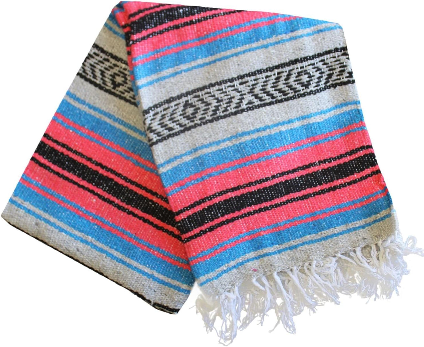 Del Mex Classic Mexican Blanket, Large Authentic Woven Falsa Throw (70"x50"), Artisan Southwest Décor for Beach, Yoga, Outdoors (Lavender)