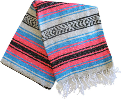 Del Mex Classic Mexican Blanket, Large Authentic Woven Falsa Throw (70"x50"), Artisan Southwest Décor for Beach, Yoga, Outdoors (Lavender)