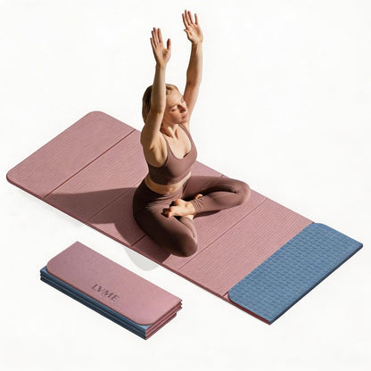 Foldable Yoga Mat 0.32 inches Thick(8mm), SGS Certified POE Material, Non Slip, 71 x 24 inches, Foldable for Travel, Pilates, Camping, Environmental Sports Mat, Odorless