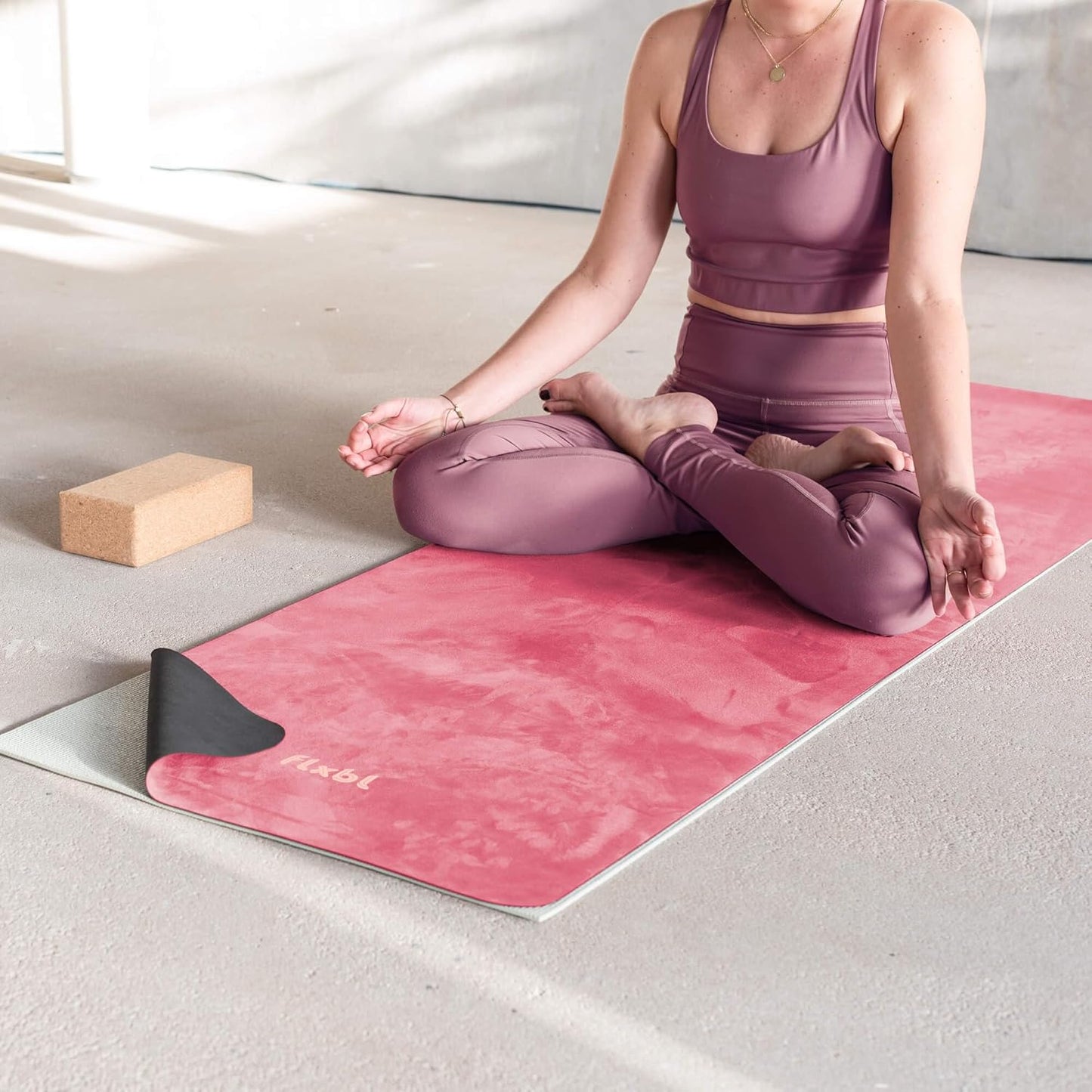 FLXBL Travel Yoga Mat and Top Layer - Thin, Light, Foldable and Washable