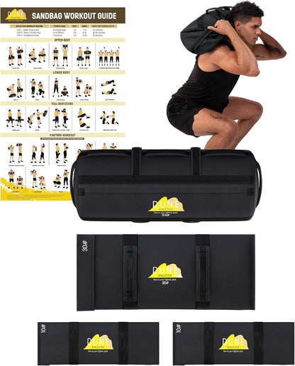 Sandbags for Working Out (Unfilled) - Enhance Your Fitness with Our Workout Sandbag, Versatile & Durable Sand Bags for Weight Training | 10-50 lbs Sand Bag for Exercise – Dark Gray - Guide Included