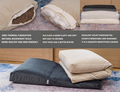 Meditation Cushion,Velvet Meditation Pillow and Zabuton 2-in-1 Portable Design(50 * 70CM). (Dark Gray, Service H：9cm)