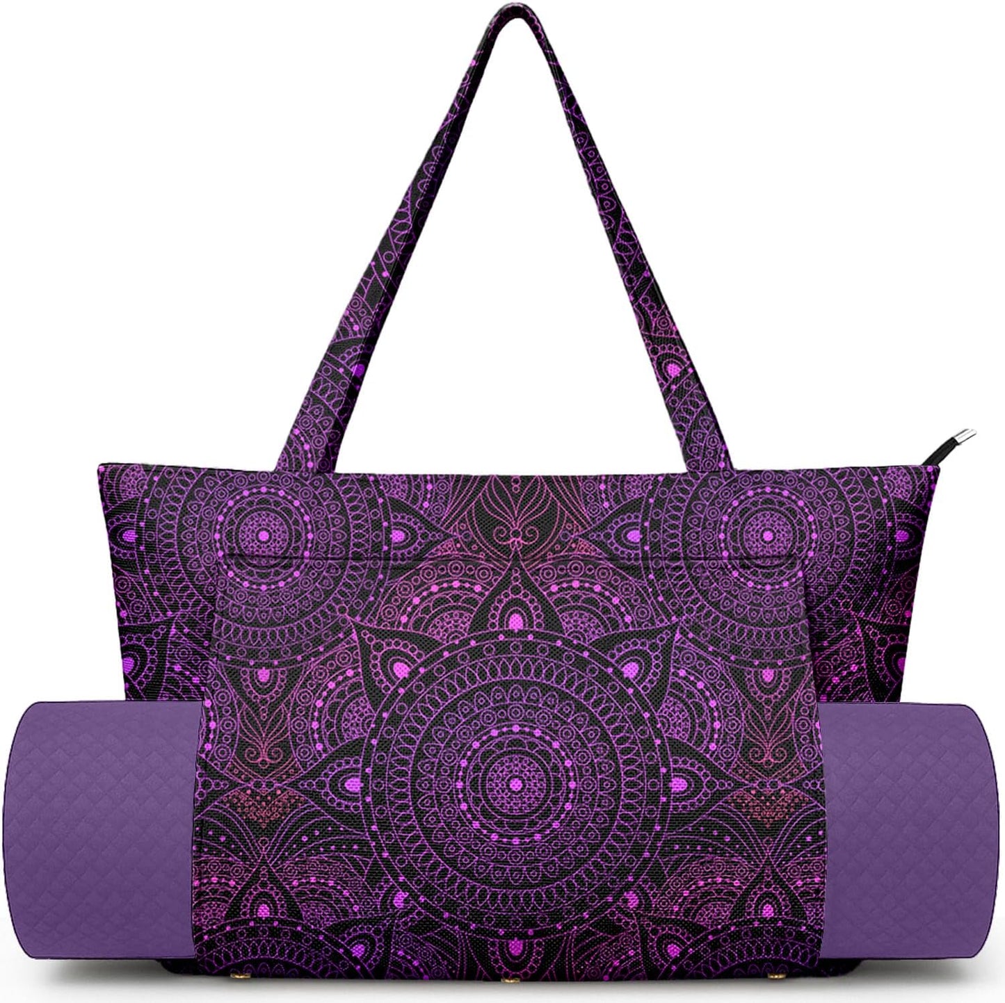 Yoga Bag for Women, Large Canvas Yoga Mat Tote Bag with Yoga Mat Carrier - Large Mat Pocket Fitness Tote for Pilates, Gym, Travel, Office & Beach