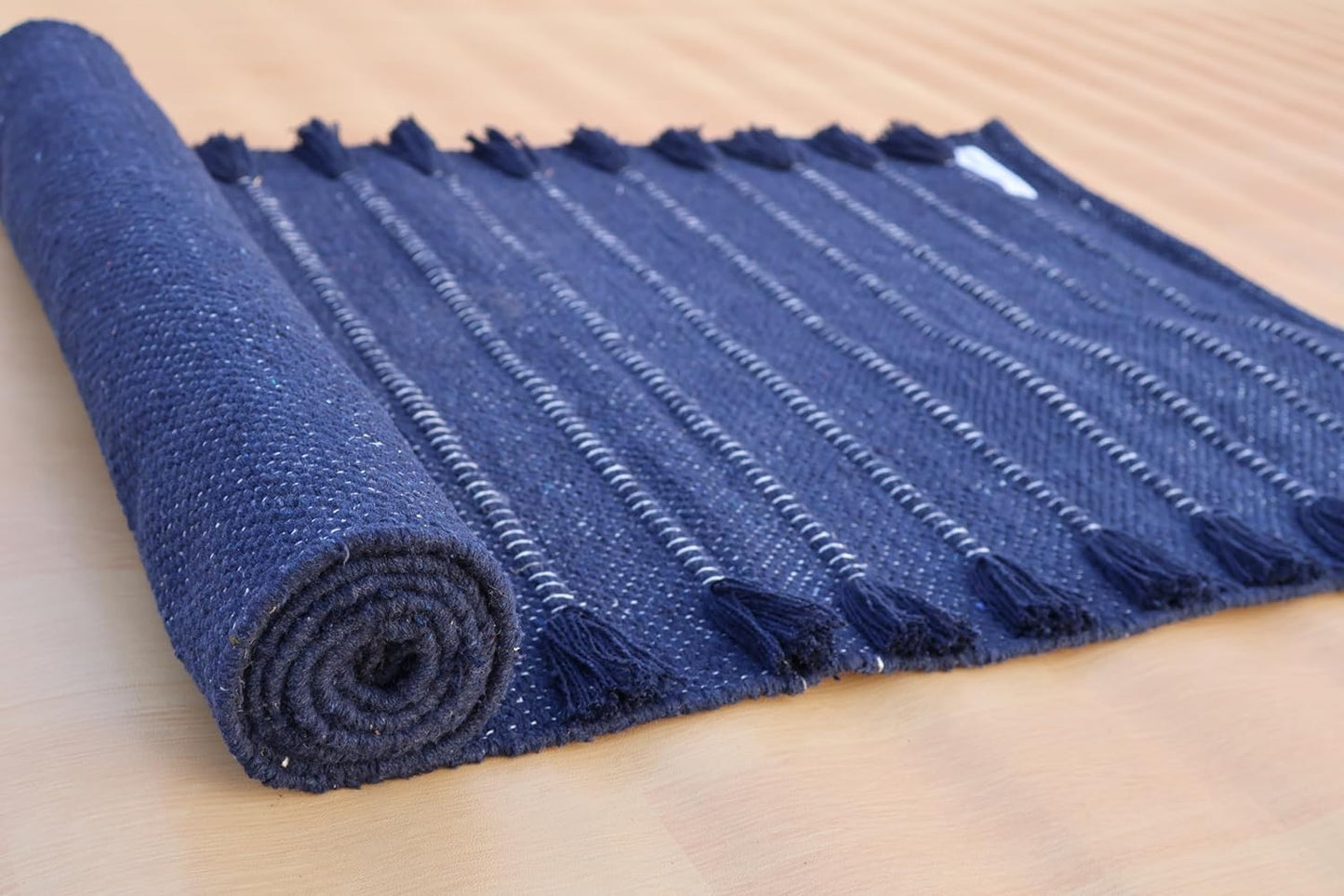 Jaipur Art & Rugs Cotton Yoga Rug - Eco-Friendly Hand-Woven Thick Mat (24”x72”x5mm) for Everyday Fitness at Home - Comfortable & Extra-Long - Colors B