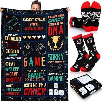 HunnmingRe 2 Pcs Unique Yoga Blanket and Socks Gifts for Yoga Lovers 50" x 60" Restorative Instructor Teacher Mother's Day Birthday Gag Gifts for Meditation Gymnasts Women Girls