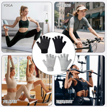 YL TRD V 2 Packs of Non Slip Fingerless Yoga Gloves Exercise Gloves Workout Gloves