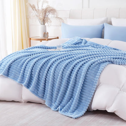 Khaki Throw Blanket for Couch Sofa 50x60 inches Striped Fleece Blankets Room Home Decor Lightweight Plush Soft Cozy Gifts for Women Mom Girls