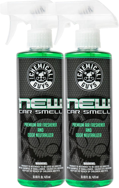 Chemical Guys New Car Smell Air Freshener and Premium Odor Eliminator Refreshes & Neutralizes Odors, Great Car Fresheners for Trucks, SUVs, RVs, and More - 16 oz