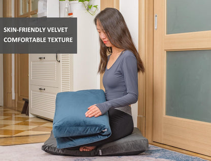 Meditation Cushion,Velvet Meditation Pillow and Zabuton 2-in-1 Portable Design(50 * 70CM). (Dark Gray, Service H：9cm)