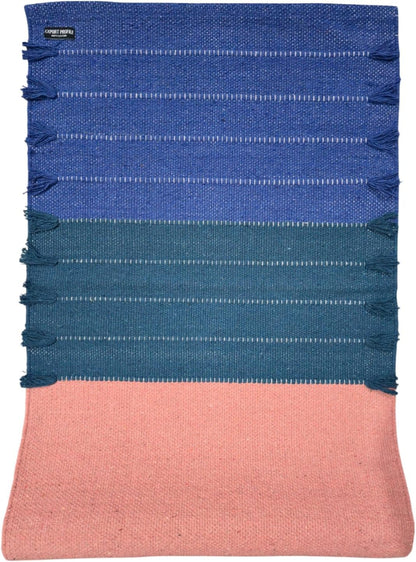 Indian Handmade100 % Organic Anti Skid Multi Colour Cotton Yoga Mat - Eco-Friendly Hand-Woven Rug - Non-Slip & Thick (24”x72”x5mm) for Hot yoga & Everyday Fitness at Home - Comfortable & Foldable Extra-Long Mat