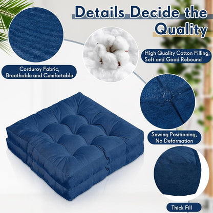 Jerify Floor Pillow Cushions Large Round Square Large Meditation Floor Pillow for Classroom Adult Meditation Picnic Party Seating Learning Daycare School(Square,Mixed Colors,4 Pcs)