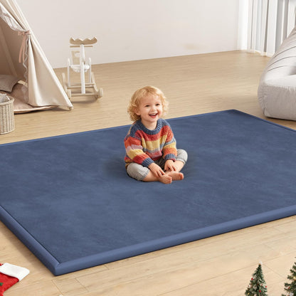 Baby Play Mat for Floor, 1.3'' Thick Memory Foam Tummy Time Mat - Super Soft Coral Velvet Nursery Rug with Non-Slip Backing, Crawling Rug for Toddlers/Infants, Yoga & Tatami Use, Oatmeal, 79''x 118''