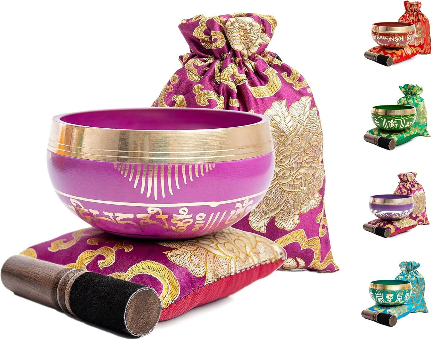 Tibetan Singing Bowl Set - Authentic Handcrafted Mindfulness Meditation Holistic Sound 7 Chakra Healing by Himalayan Bazaar (Turquoise)