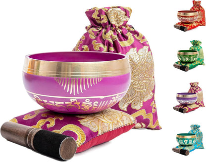Tibetan Singing Bowl Set - Authentic Handcrafted Mindfulness Meditation Holistic Sound 7 Chakra Healing by Himalayan Bazaar (Turquoise)