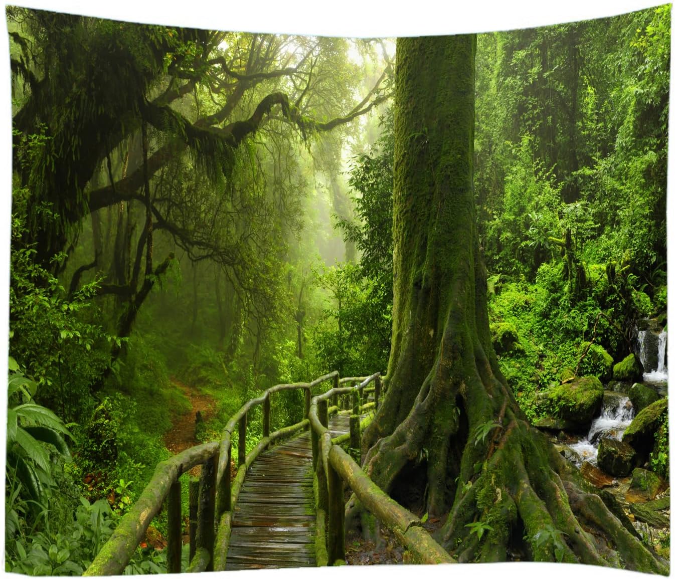 LYFANS Wooden Bridge Water Printing Fabric Tapestry Decorative Wall Art Tablecloth Bed Cover Picnic Carpet Beach Towel Bedroom Dormitory Living Room Multi functional Tapestry 79 x 59 inches